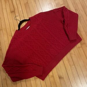 HOLLISTER Chunky Cable Knit Sweater Boxy Fit Cropped Cotton Preppy Academia